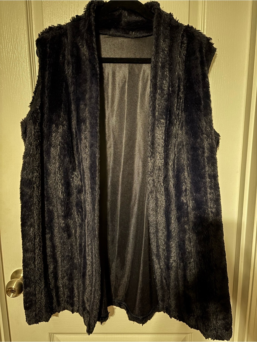 Slinky Brand Dark Blue Faux Fur Vest